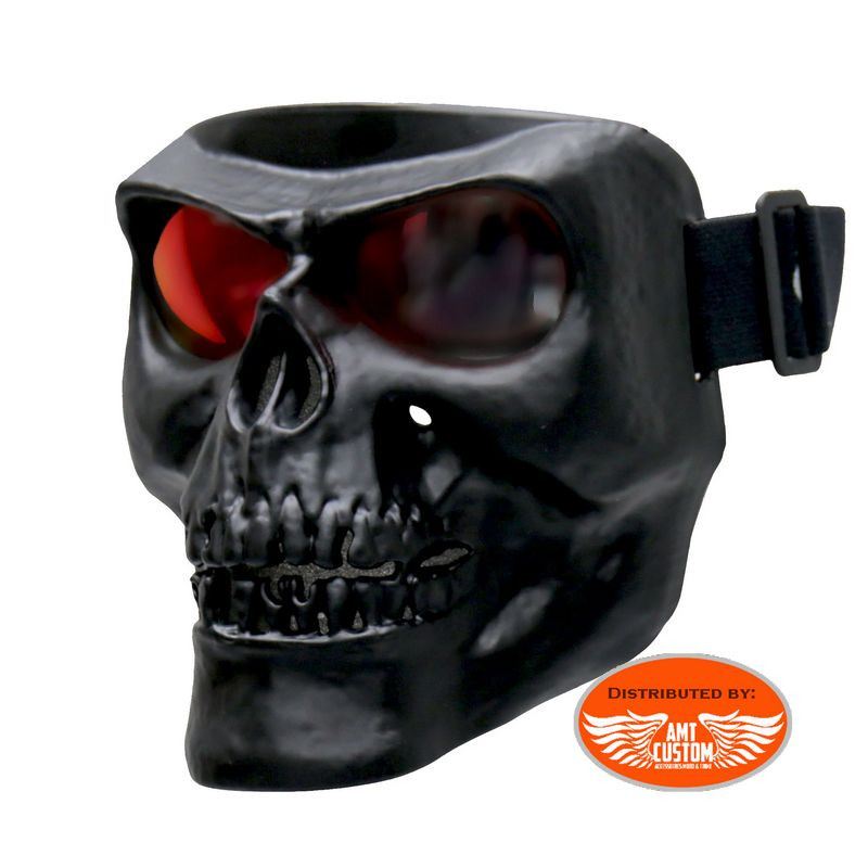 Black Skull Polypro Motorcycle face mask with G-Tech lenses