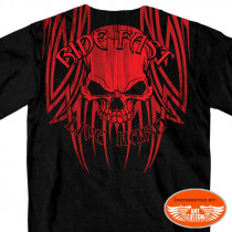 Black biker t-shirt red skulls "Ride Fast, Live Hard"