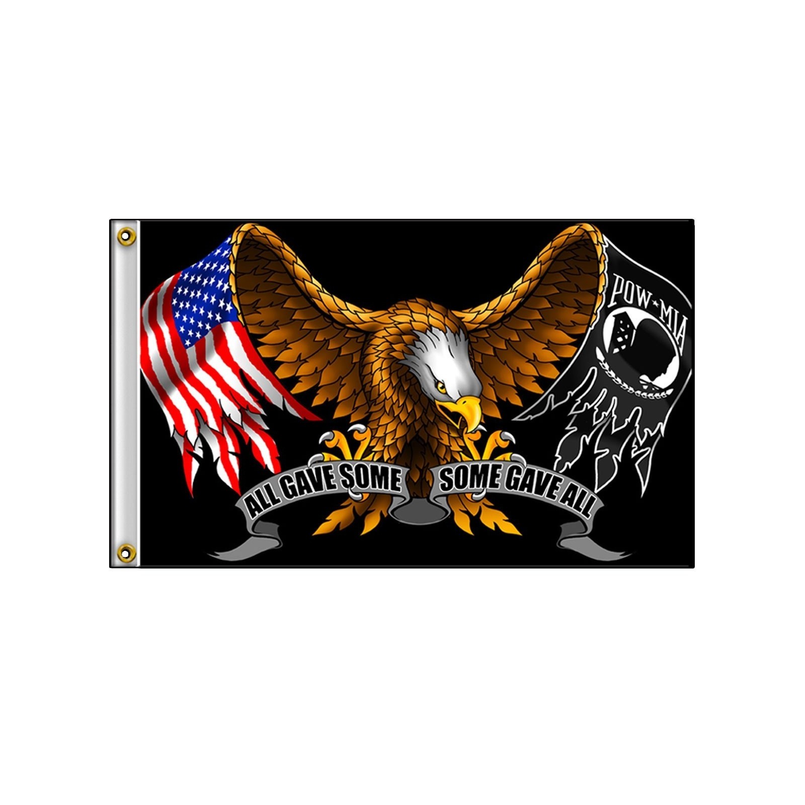 US FLAG Motorcycle UNITED WE STAND fits 3/8" Pole Sleeve Bike Eagle USA American 