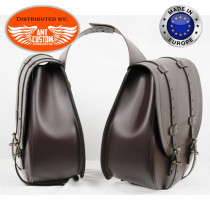 Custom Bandit Universal Dark Brown Leather Saddlebags