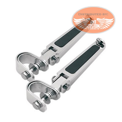 2 Chrome Universal Motorcycle Cylinder Guard Trapeze Footpegs
