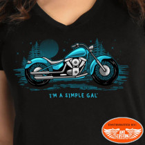 Tshirt Noir Lady Rider Moto Bleue " Fille Simple"