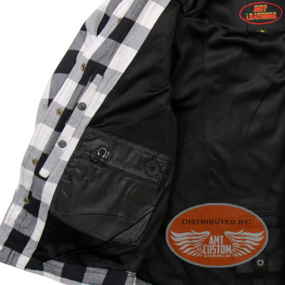 Black and White Reinforced Flannel Jacket CE Approval
