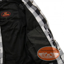 Black and White Reinforced Flannel Jacket CE Approval