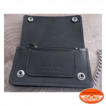 Amigaz Black Leather Buffalo Wallet with Belt Chain