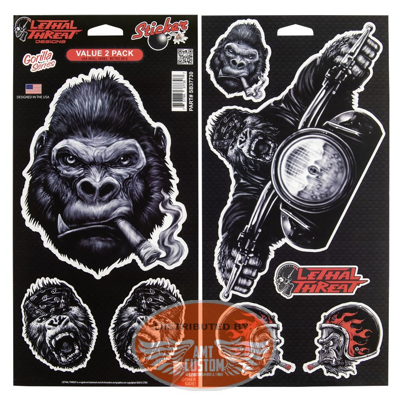 Sheets of 8 Lethal Threat Gorilla Stickers