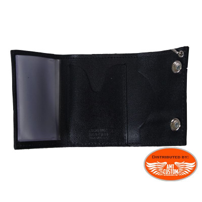 Black Leather Wallet "Skull" with Belt Chain