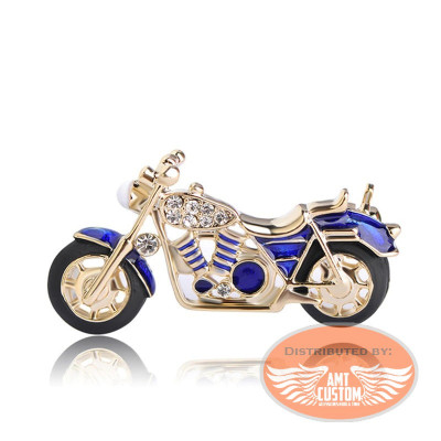 Broche moto dorée décorative Lady Rider