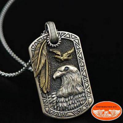 Silver and gold Eagle military style pendant