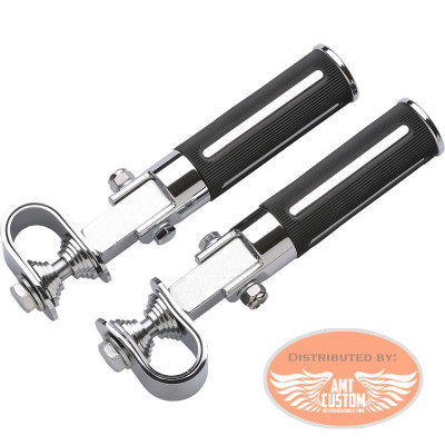 2 Chrome Universal Design Footpegs for Motorbike Cylinder Guard