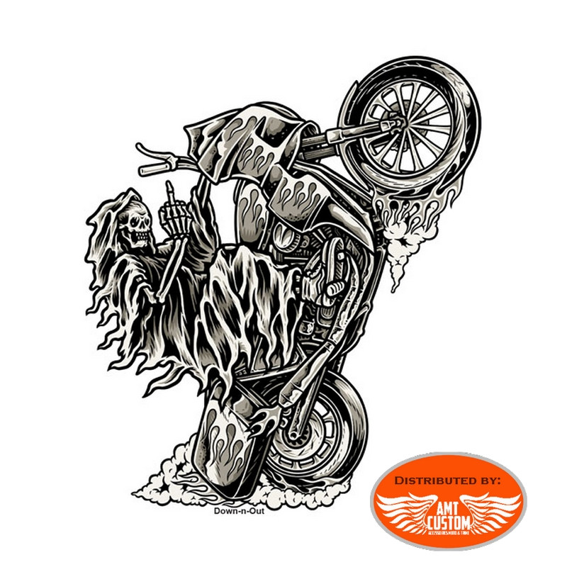 Decorative "Wheely Reaper" Motorcycle Helmet Adhesive Sticker