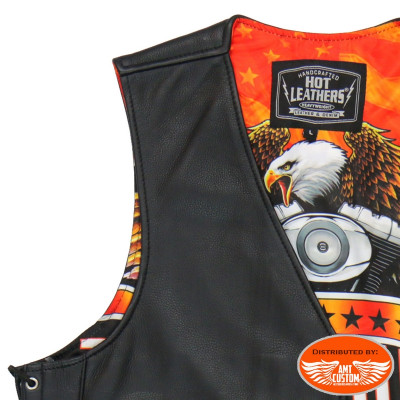 Eagle V-Twin Black Leather Vest