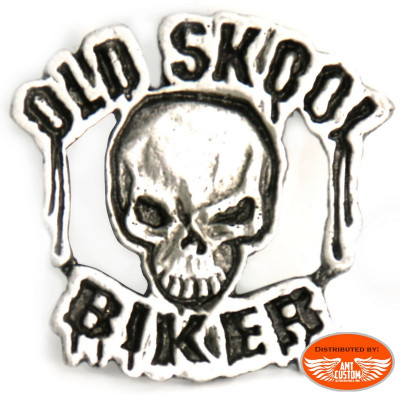 Pin's tête de mort "Old Skool" Biker