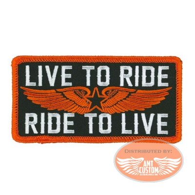 Patch écusson Orange Biker "Live to ride - Ride to live"