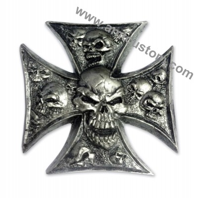 Emblème 3D Croix de Malte Skull Tête de mort Moto custom HD harley 