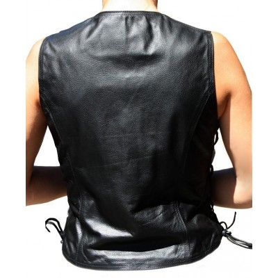 TOP backless vest woman lamb leather