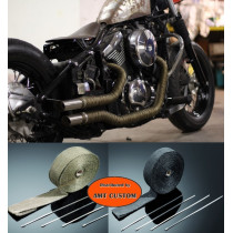 Exhaust wrap Heat résistant Black and Titanium - Bobbers, Choppers