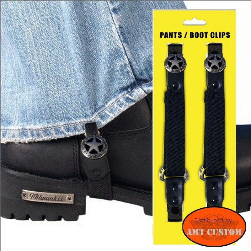 Paire de clips pantalon Etoile sherif moto custom harley trike