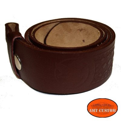 Brown Eagle leather belt for universal belt buckle custom harley trike