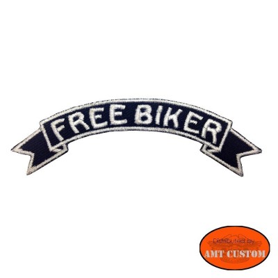Patch écusson Biker "Freebiker" blanc pour veste et blouson moto custom harley et trike