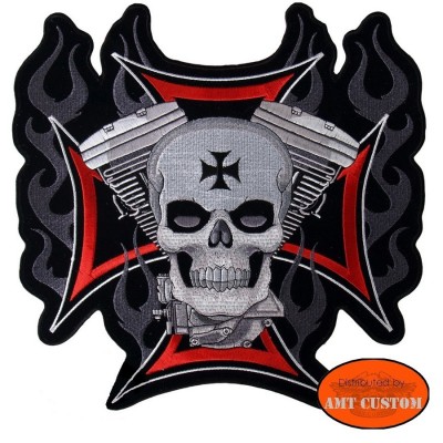 Maltese Cross Skull V-Twin Patch Biker jacket vest