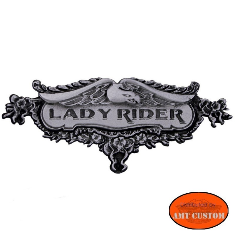 Badge Lady Rider Eagle Pin biker custom kustom for vest jackets harley trike