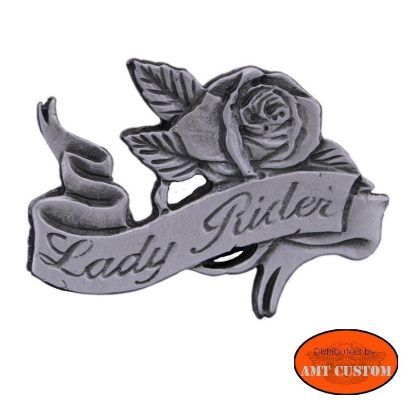 Rose flower lady Rider Pin custom kustom for vest jackets harley trike