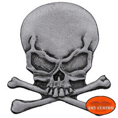 Pin's Biker Skull tête de mort pour veste et blouson moto sacoche custom harley et trike