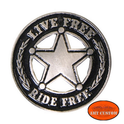 Pin's Biker Star Live Free Ride Free pour veste et blouson moto sacoche custom harley et trike