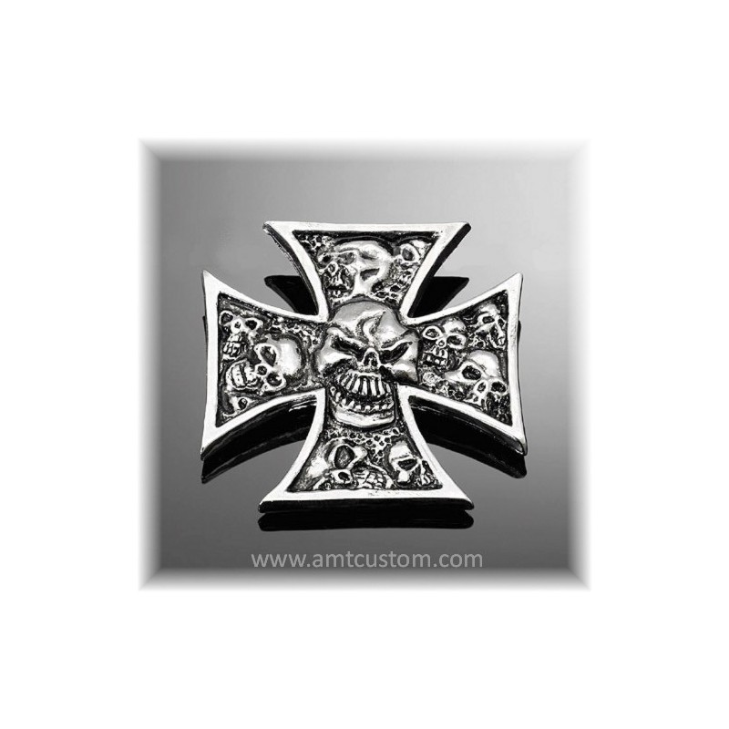 Emblème Croix de Malte Skull Tête de mort Moto custom HD harley 
