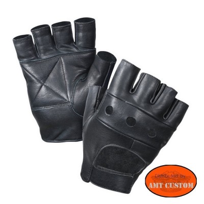 Studded fingerless Gloves leather H-D/Hells Design 