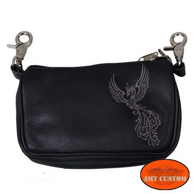 Leather hand bag wallet phoenix Lady Rider biker