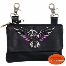 Leather hand bag wallet eagle Lady Rider biker
