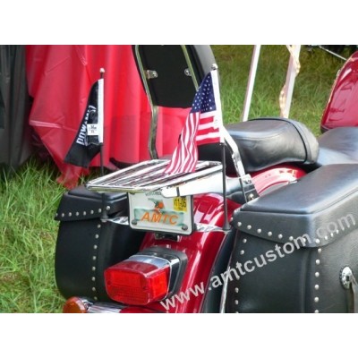 Mat et support Drapeau Noir ou Chrome moto trike - montage plaque