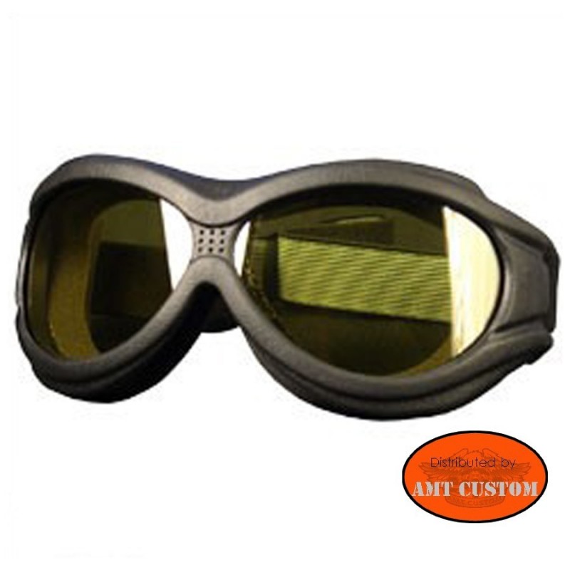 Lunettes masque Biker Moto custom et Trike - Verres Jaune  protection des yeux décoartion du casque moto custom harley