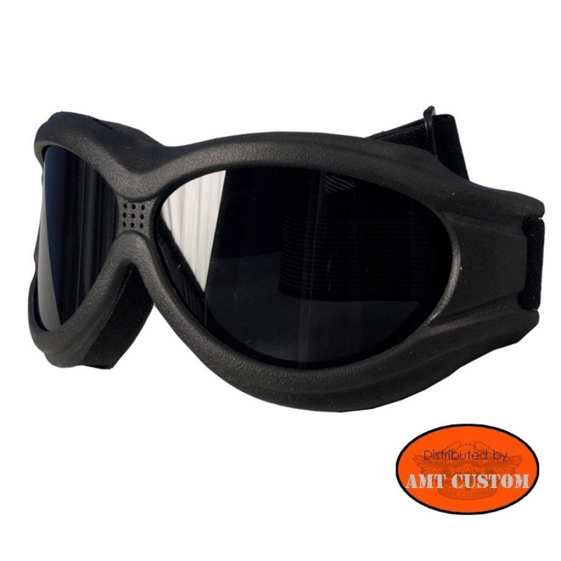 yellow-tinted lenses Faux leather Motorcycle goggles black chrome frame