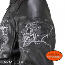 Leather Jacket Motorcycle Skull reflective