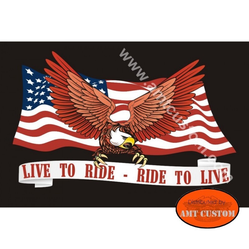 Eagle Live to Ride flag pennant for motorcycle's mast