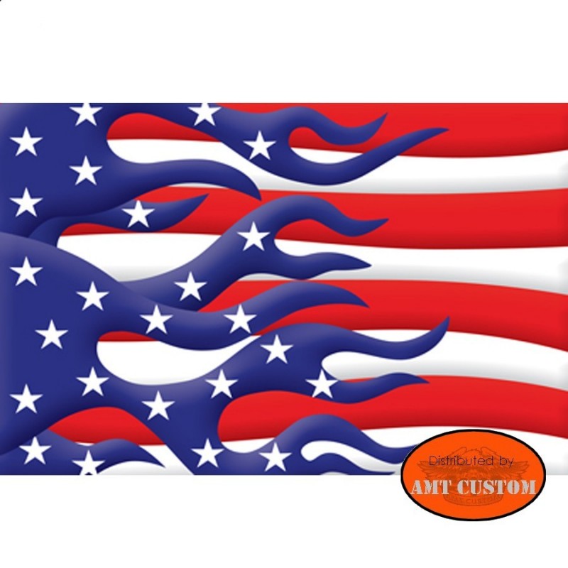 US flaming flag pennant for motorcycle's mast
