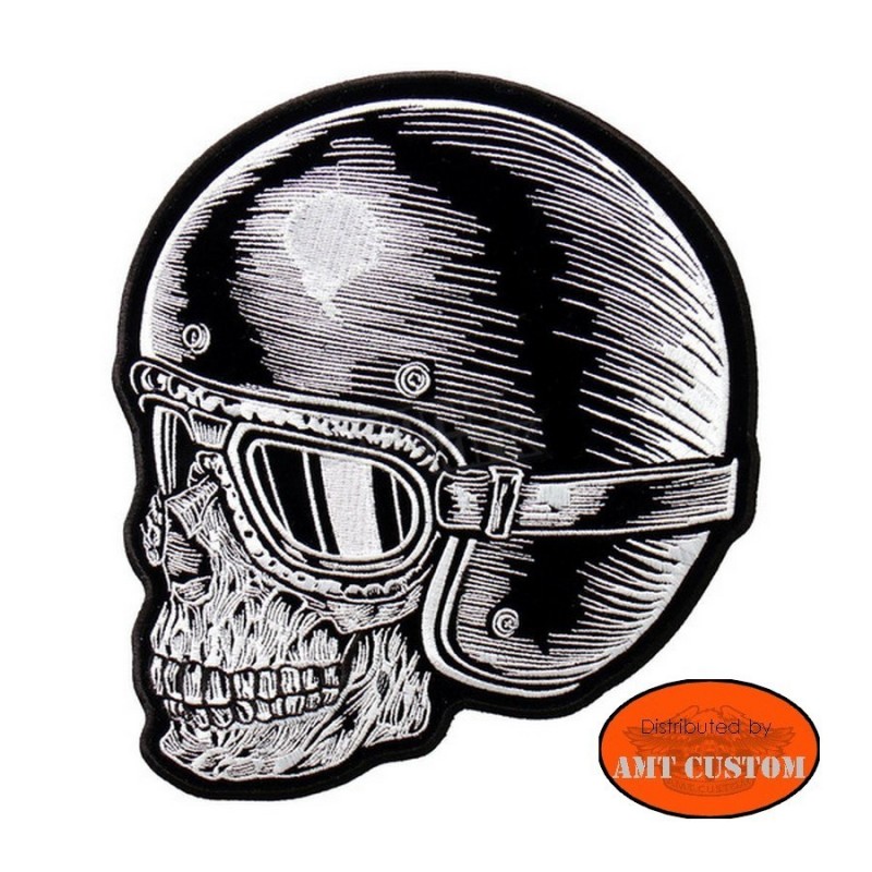 Skull helmet  patch biker jacket vest