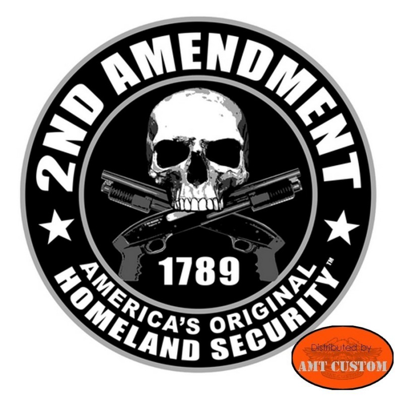 skull 2nd amendment biker helmet sticker
