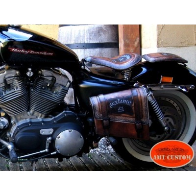 Leather Swingarm Bag Jack Daniel's for Harley - Bobbers - Choppers - Kustom motorcycles