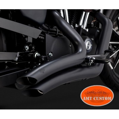 Black Exhaust Sportster Big Radius Harley XL833 - XL1200 - Custom - Iron - Forty Eight - Seventy two - Super Low