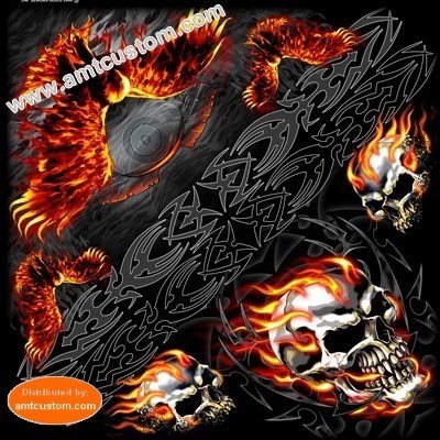 Flaming Skull & eagle biker Bandana scarf moto custom harley trike chopper