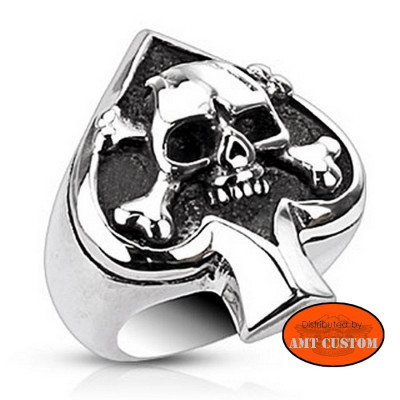 Ring skull Ace of spades biker ring