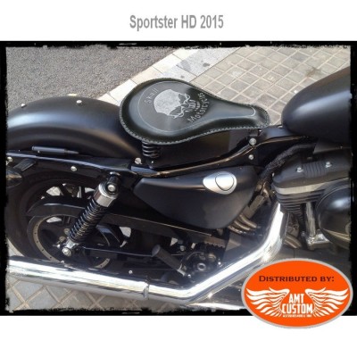 Black Solo Seat Skull Bobber Sportster Harley Davidson XL883 XL1200