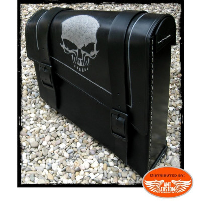 Sacoche latérale Solo cuir Skull Harley, Bobbers, Choppers