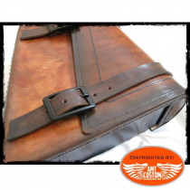 Brown leather swingarm bag Harley Bobber - Choppers
