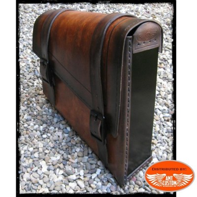 Brown leather swingarm bag Bobber - Choppers, Harley