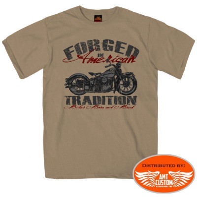 "Forged in America" biker Tee Shirt motocycle trike harley biker custom country